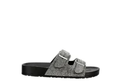 Madden Girl Womens Teddy Footbed Slide Sandal - Black -Fashion Shoe Store US 01 250030 01