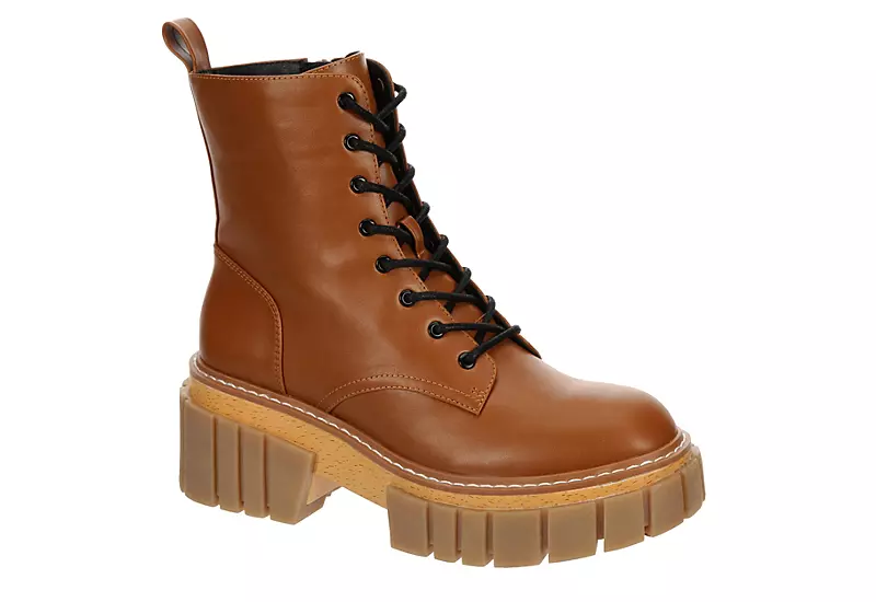Madden Girl Womens Philly Lace Up Boot - Cognac 1 Madden Girl Womens Philly Lace Up Boot - Cognac