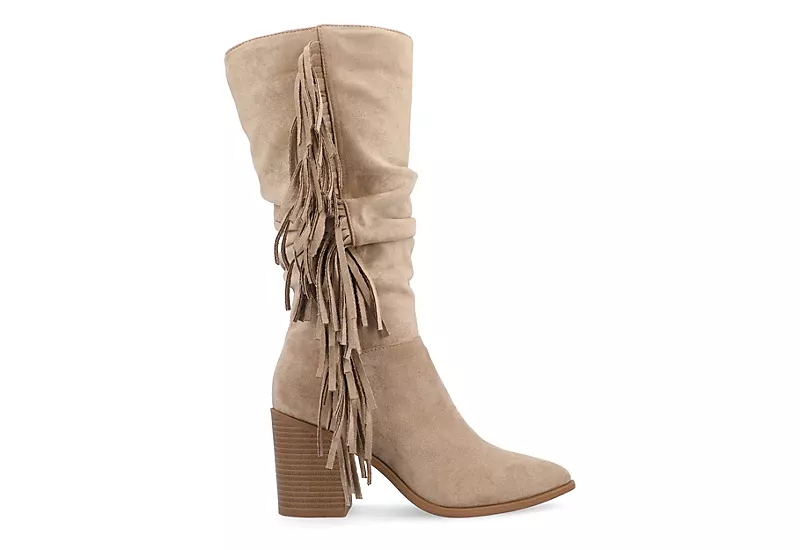 Journee Collection Womens Hartly Fringed Wide Calf Dress Boot - Taupe 2 Journee Collection Womens Hartly Fringed Wide Calf Dress Boot - Taupe - Image 2