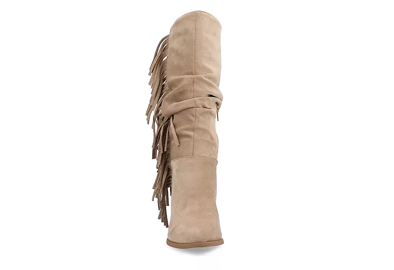 Journee Collection Womens Hartly Fringed Wide Calf Dress Boot - Taupe 3 Journee Collection Womens Hartly Fringed Wide Calf Dress Boot - Taupe - Image 3