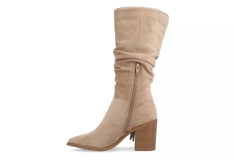 Journee Collection Womens Hartly Fringed Wide Calf Dress Boot - Taupe 4 Journee Collection Womens Hartly Fringed Wide Calf Dress Boot - Taupe - Image 4