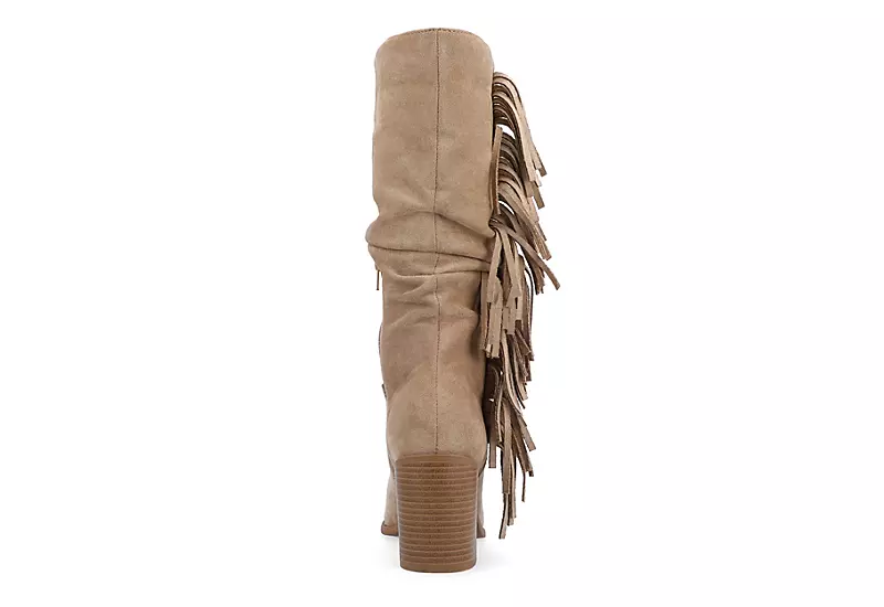 Journee Collection Womens Hartly Fringed Wide Calf Dress Boot - Taupe 5 Journee Collection Womens Hartly Fringed Wide Calf Dress Boot - Taupe - Image 5