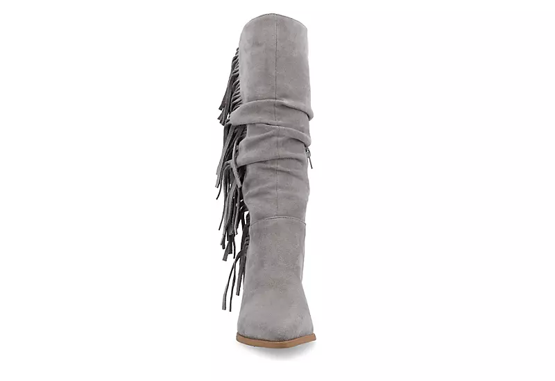 Journee Collection Womens Hartly Fringed Wide Calf Dress Boot - Grey 3 Journee Collection Womens Hartly Fringed Wide Calf Dress Boot - Grey - Image 3