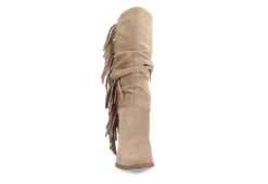 Journee Collection Womens Hartly Fringed Extra Wide Calf Dress Boot - Taupe -Fashion Shoe Store US 01 303183 02