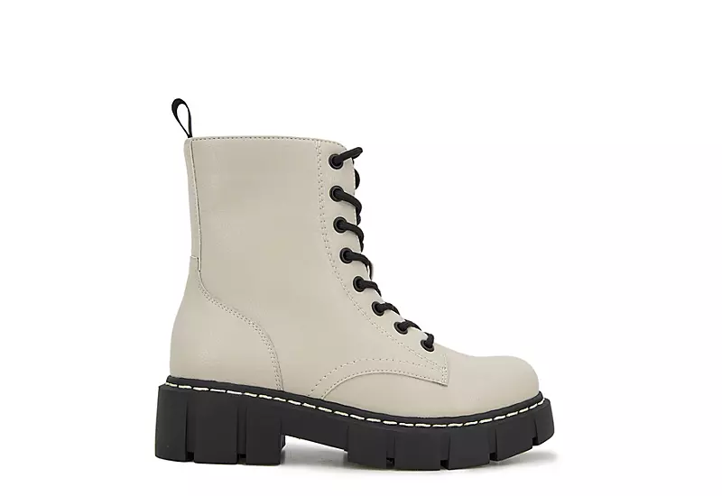 Unionbay Womens Lester Combat Boot - Off White 2 Unionbay Womens Lester Combat Boot - Off White - Image 2