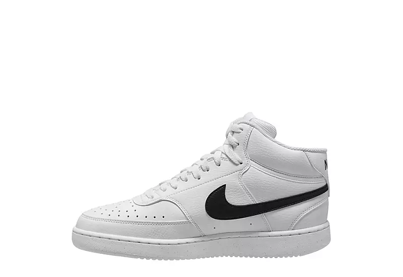 Nike Mens Court Vision Mid Sneaker - White 3 Nike Mens Court Vision Mid Sneaker - White - Image 3