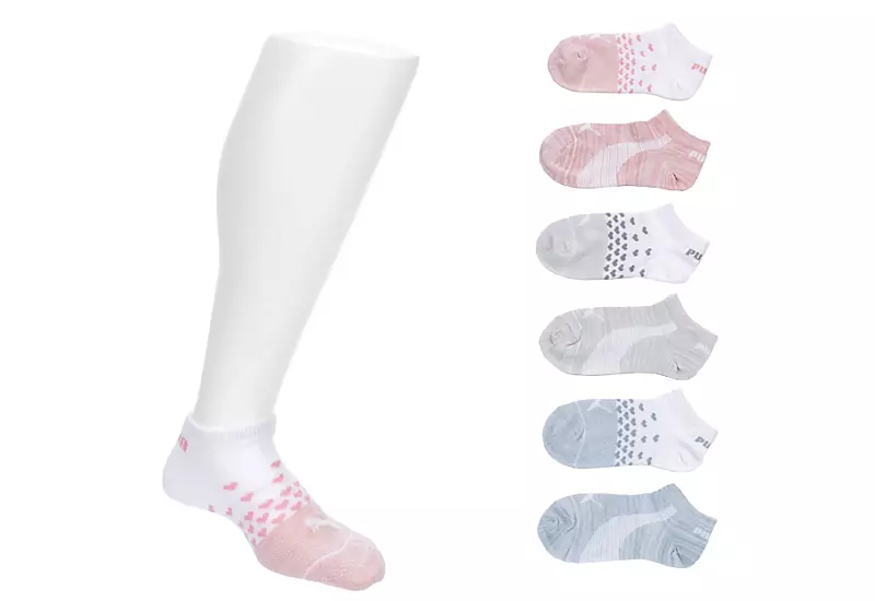 Puma Girls No Show Socks 6 Pairs - White 1 Puma Girls No Show Socks 6 Pairs - White